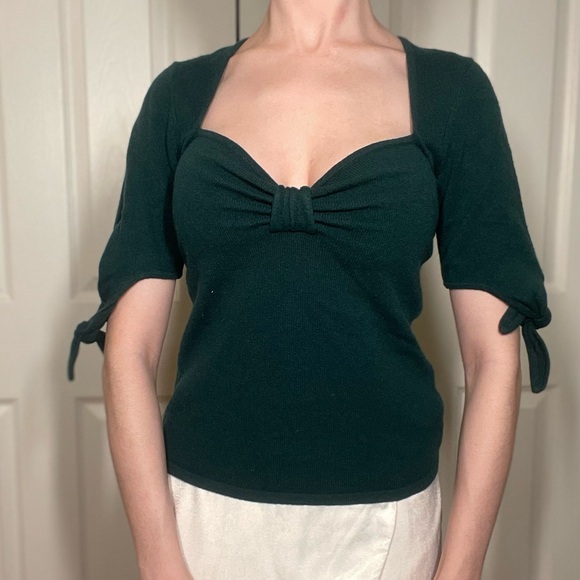 Reformation Ondine Sweater Blouse Forest Green - Picture 2 of 2